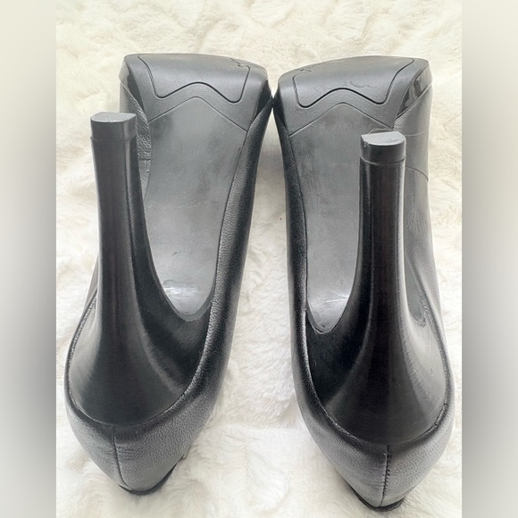 Franco Sarto size 7.5M DEMI Black Leather Patent Trim Platform Pumps Stiletto - Picture 5 of 13